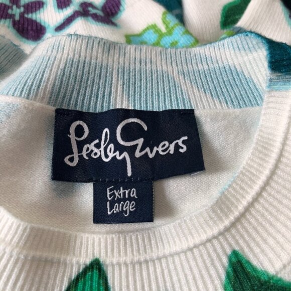 LESLEY EVERS AMELIA SWEATER DAZZLE FLOWER CREW NECK SWEATER - NWOT - SIZE:  XL - Picture 9 of 11